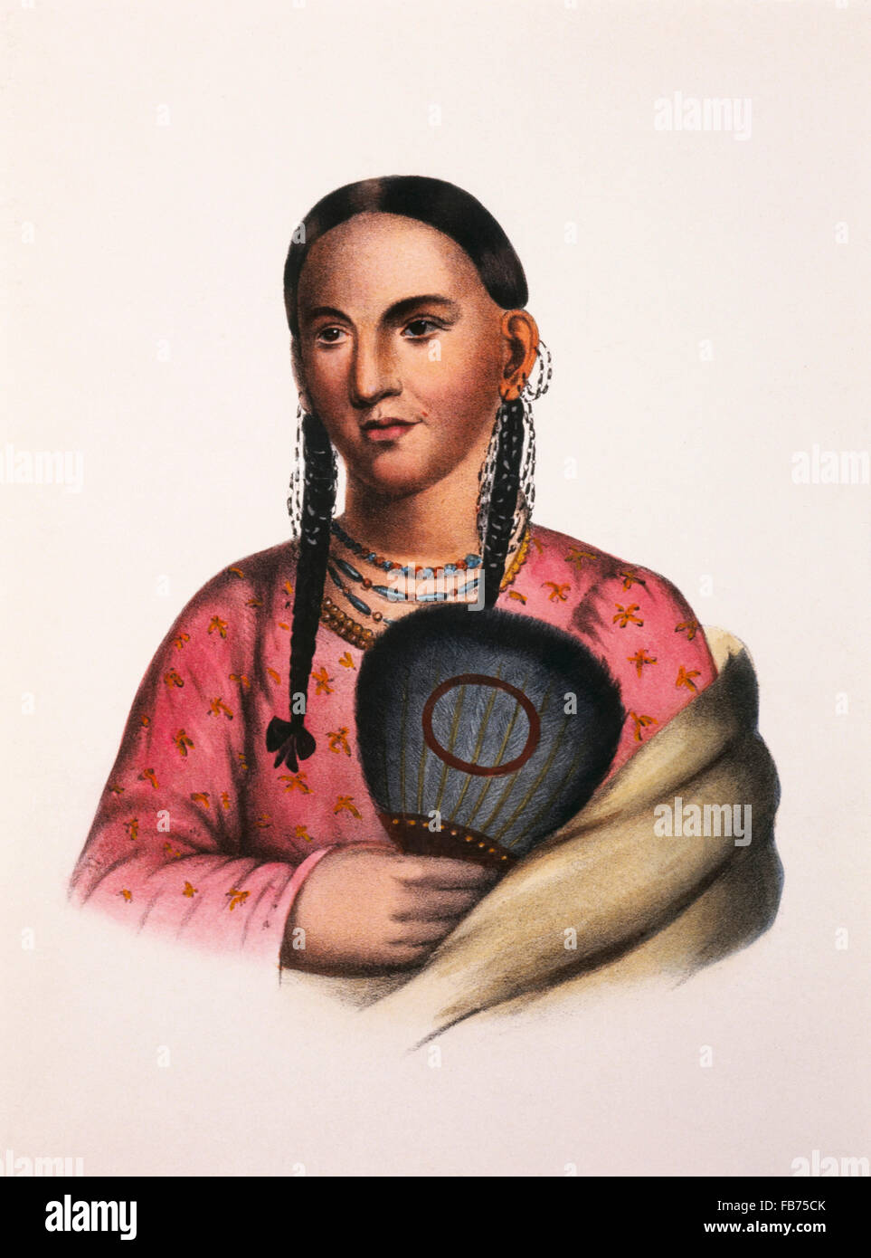 Rantchewaime, fliegende Taube, Ehefrau von Iowa Chief Mahaskah, weiße Wolke, Gemälde von Charles Bird King ca. 1824 Stockfoto