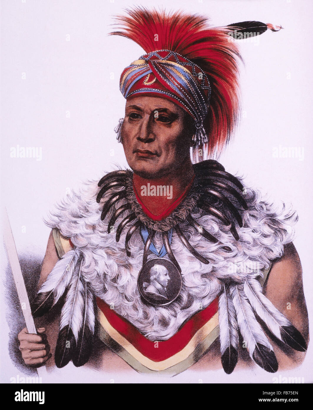 WA-Pel-La, Musquakee Chef, Lithografie von McKenney und Halle nach Gemälde von Charles Bird King ca. 1838 Stockfoto