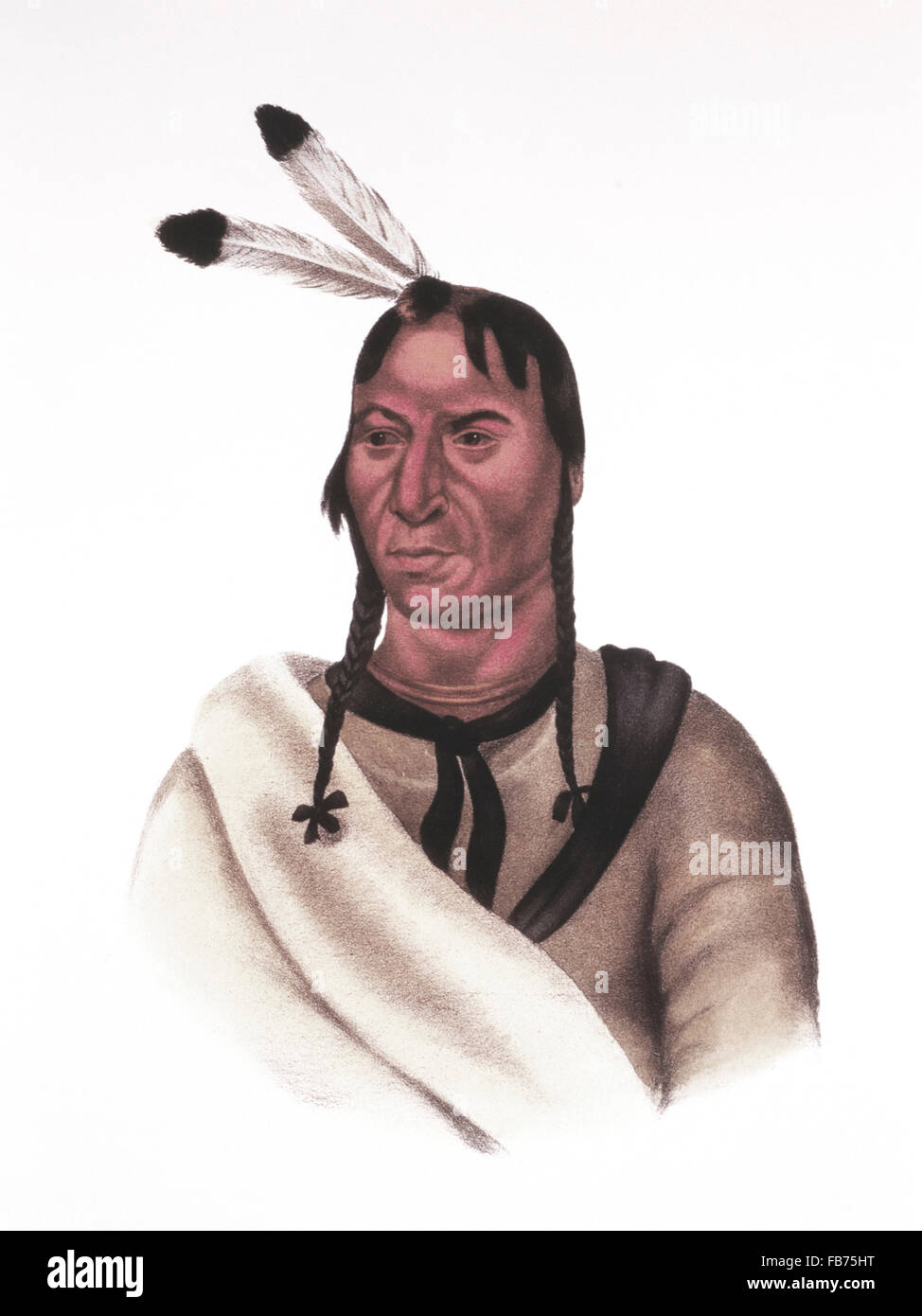 Eshtahumbah, verschlafenen Augen, Sioux Krieger des Sisseton Band, Gemälde von Charles King Bird, ca. 1824 Stockfoto