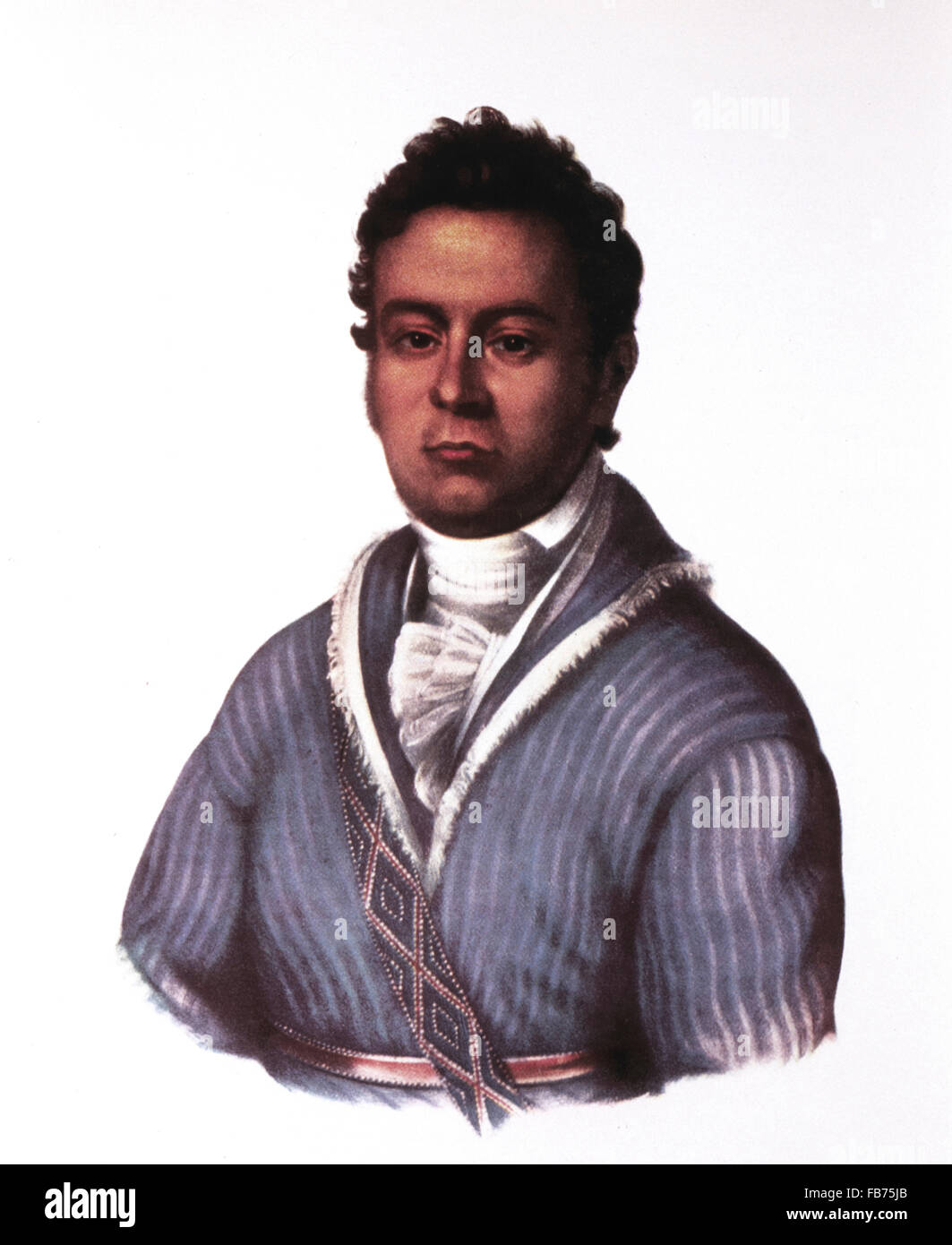 David Vann, Sub Cherokee Chief, Lithographie aus einem Gemälde von Charles Bird King, 1825 Stockfoto