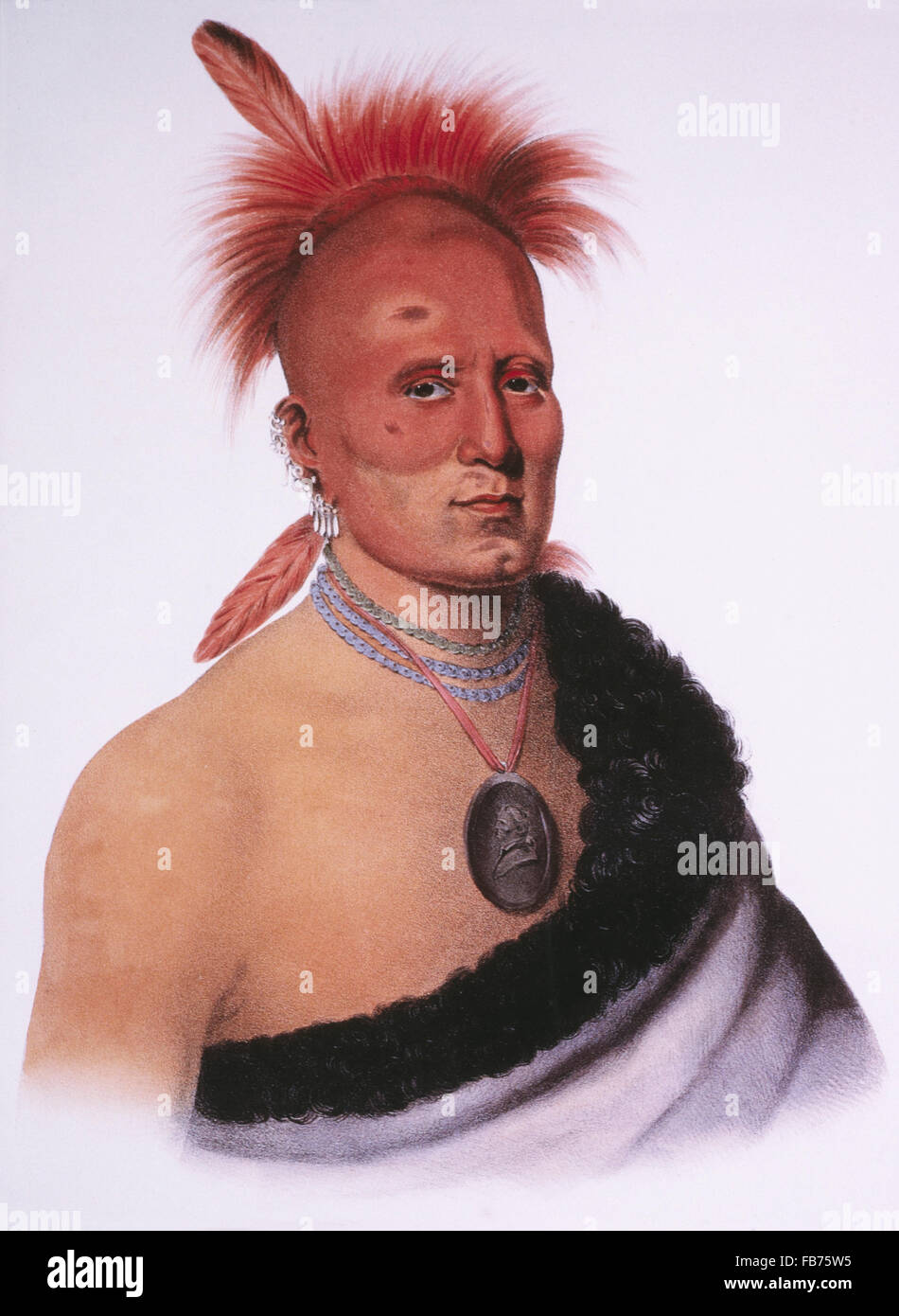 Shar-ich-Tar-Ish, Pawnee-Häuptling, Lithografie von McKenney und Halle nach Gemälde von Charles Bird King ca. 1821 Stockfoto