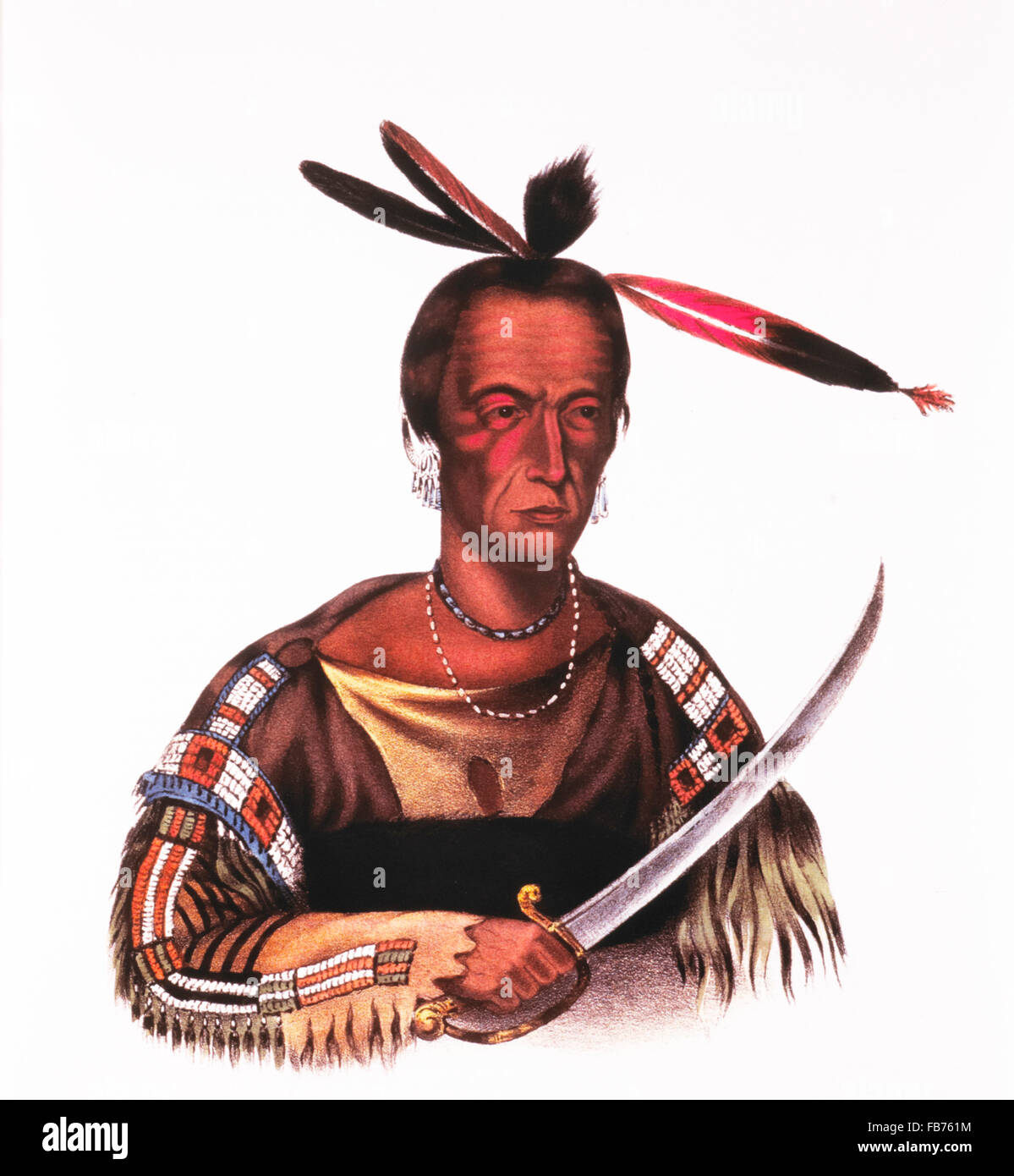 Tokacou, er, der fügt die erste Wunde, Yankton Sioux Krieger, Gemälde von George Cooke, ca. 1837 Stockfoto