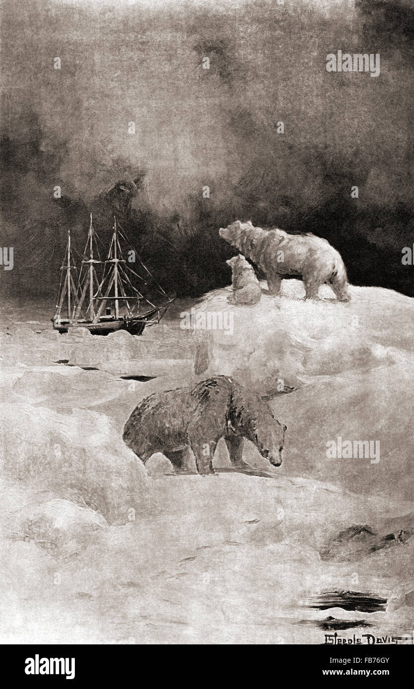Die SS Roosevelt in den arktischen Regionen während der Peary-Expedition zum Nordpol, 1908-1909.  Robert Edwin Peary, Sr., 1856 – 1920.  Amerikanische Forscher. Stockfoto