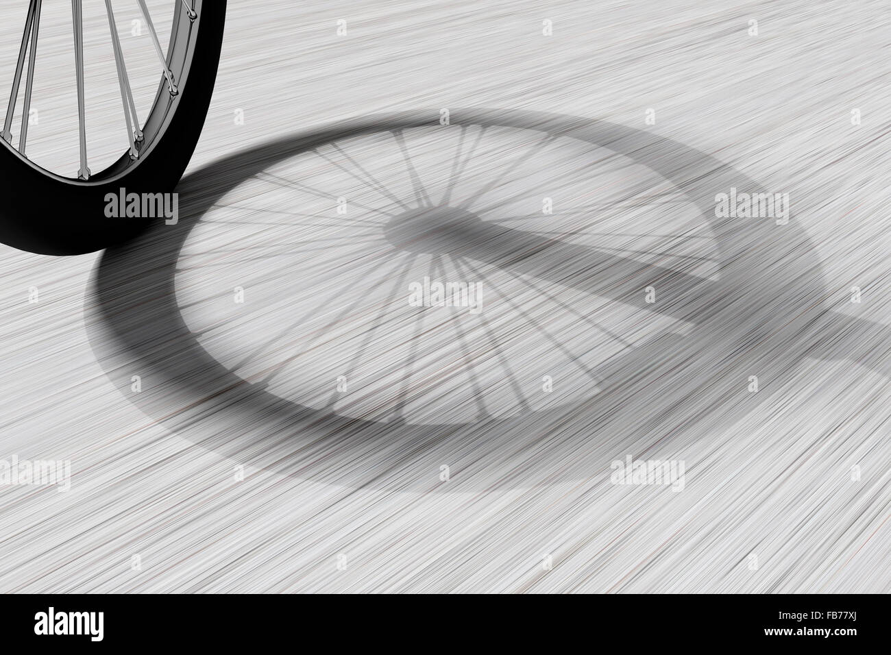 3D-Rendering ein Fahrrad Rad Schatten am Boden. Abbildung Stockfoto