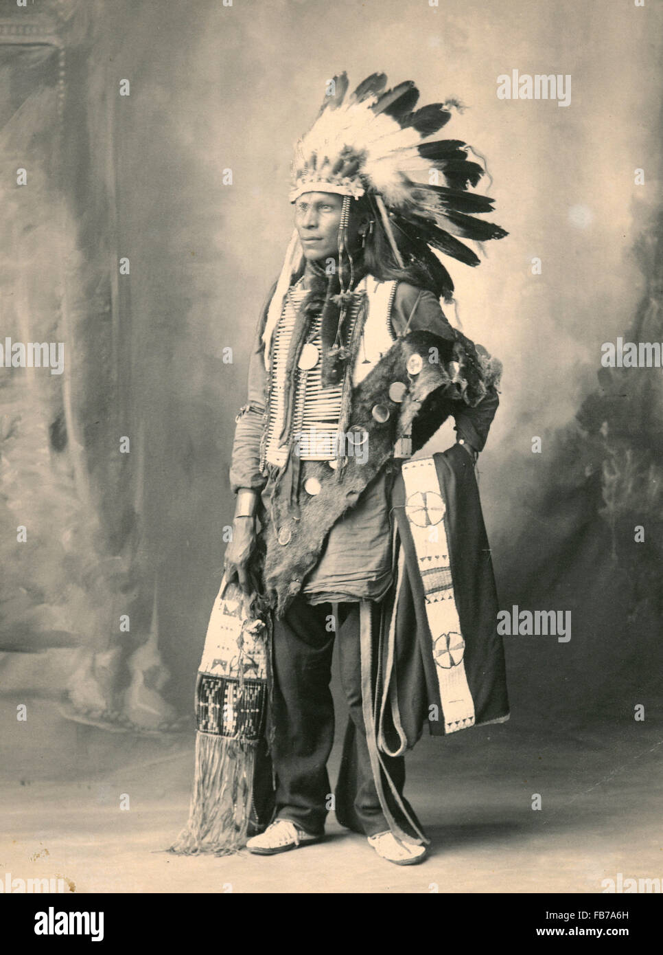 Native American Indian, Spotted Horse, Sioux Indianer Stockfoto