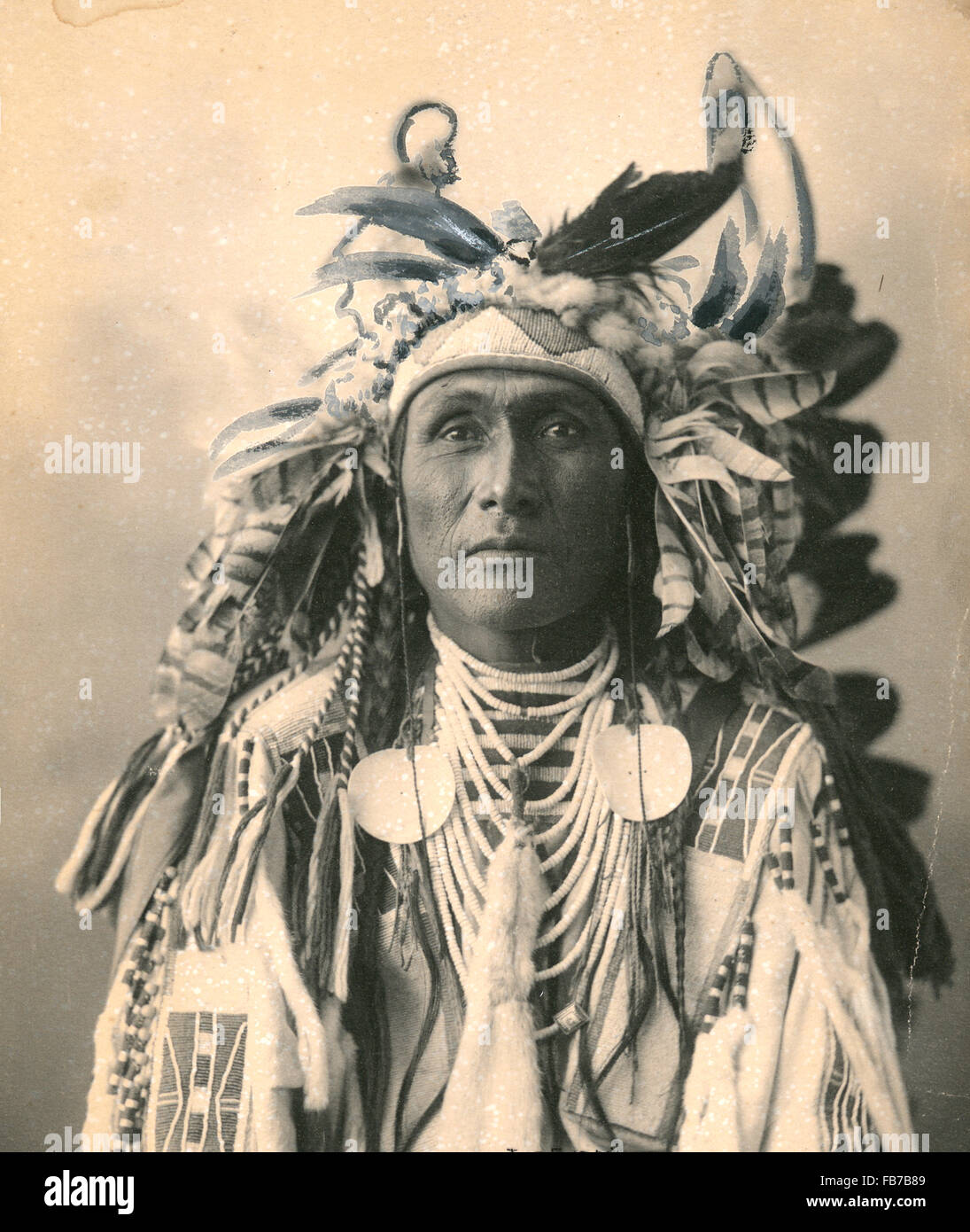 Native American Indian, Spione auf den Feind, Crow Indian Stockfoto