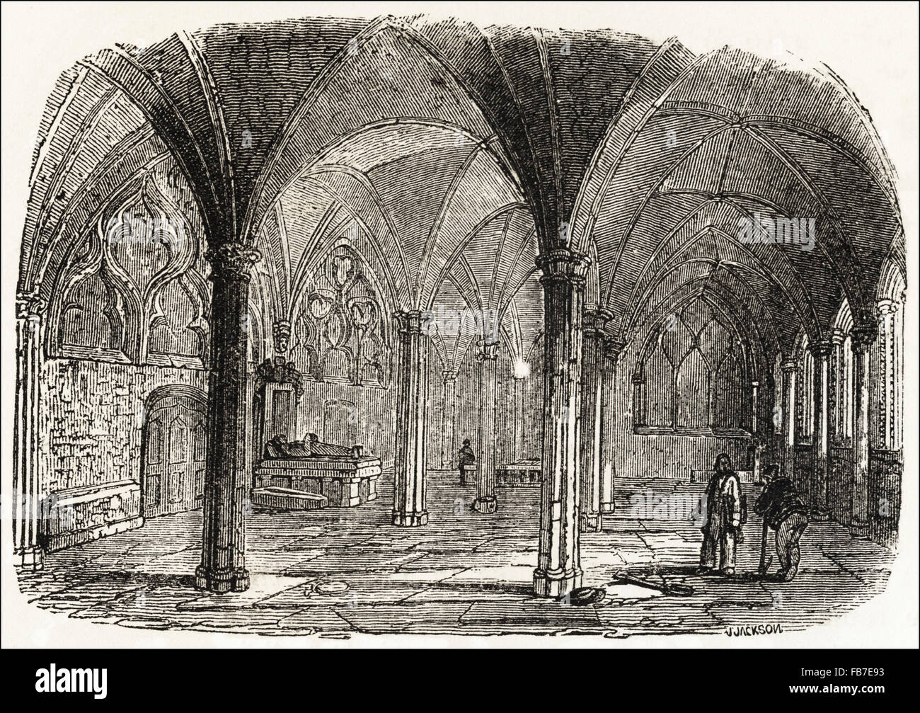 Die Marienkapelle in St Mary Overie aka Southwark Cathedral London. Viktorianischen Holzschnitt, Kupferstich, ca. 1845. Stockfoto