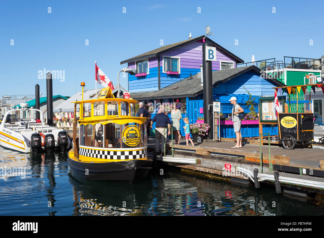 Nordamerika, Kanada, British Columbia, Vancouver Island, Victoria, Fishermans Wharf, Hausboote Stockfoto