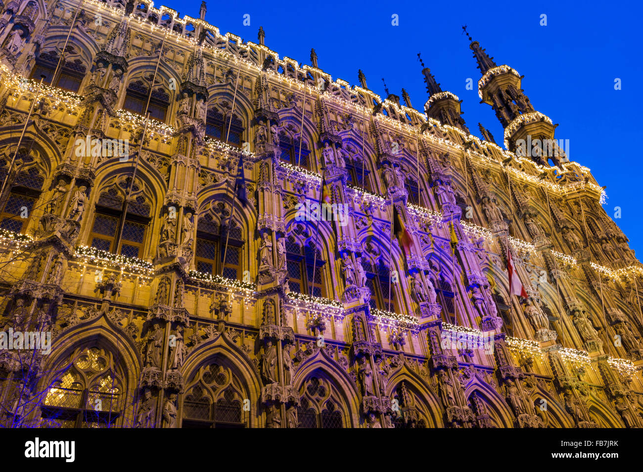 Prächtige Rathaus Leuven in Belgien Stockfoto