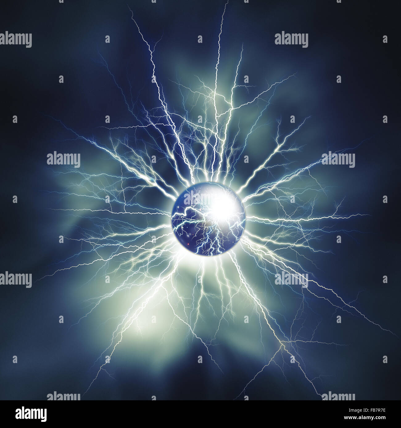 Hochspannungs-Strike, abstrakte Technologie und Wissenschaft Hintergründe Stockfoto
