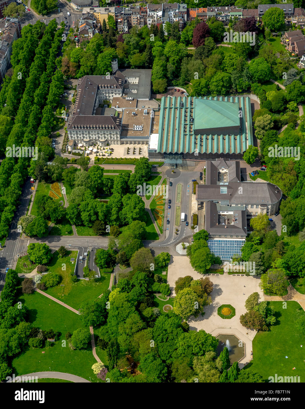 Luftaufnahme, Aachen Casino und Hotel Pullman Aachen Quellenhof, Euro-Gress-Aachen, Kurpark Aachen, mit Blick auf die Innenstadt von Aachen, Stockfoto