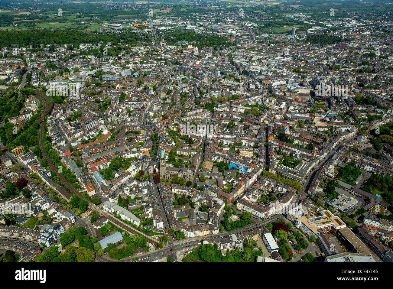 Luftaufnahme, Blick auf den zentralen Aachen, Aachen, Euregio Maas-Rhein, Nord Rhein Westfalen, Deutschland, Europa, Luftbild Stockfoto