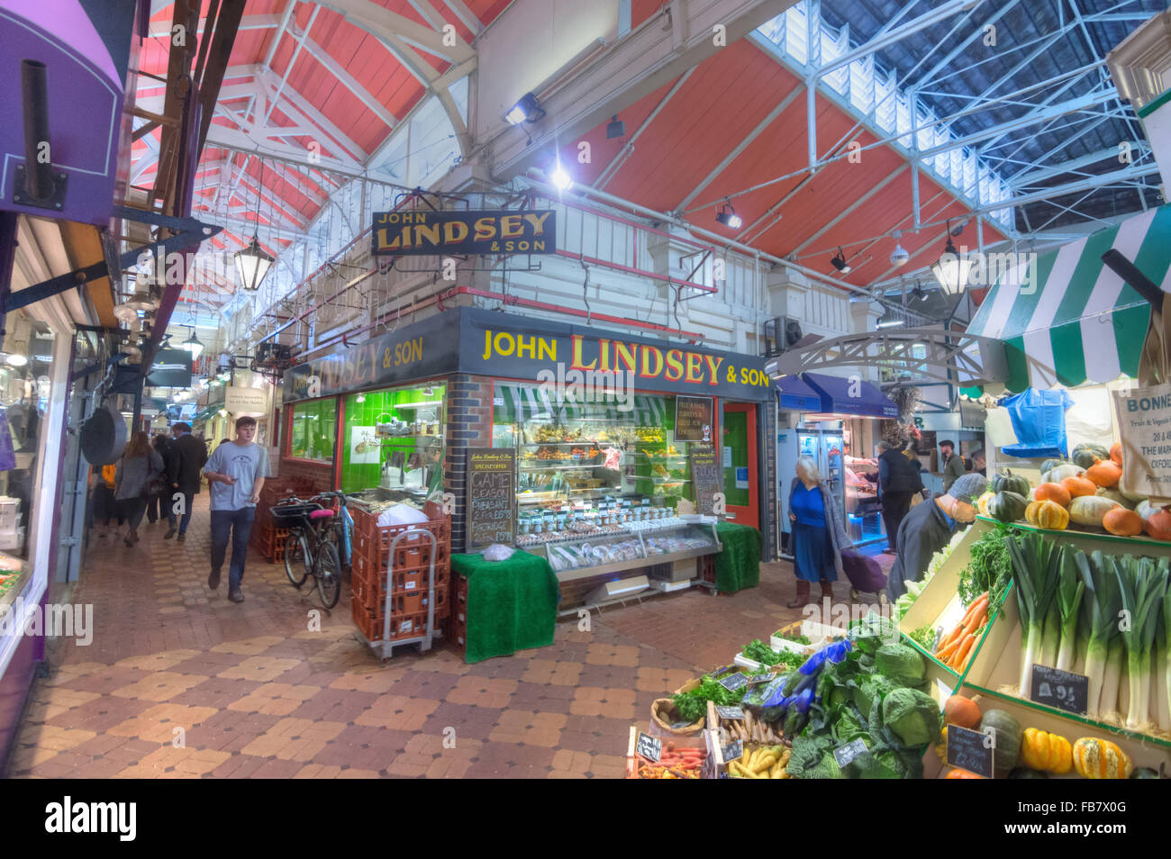Markthalle in Oxford.  Historischer Markt, Indoor Stockfoto