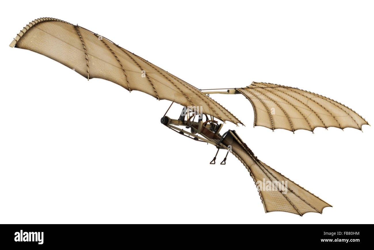 Da Vinci Flyingmachine Orthoptere 3D-Konzept. Stockfoto