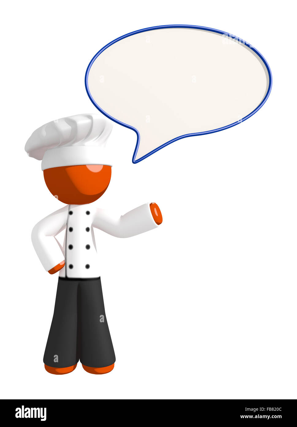 Orange Mann Koch Wort Blase. Stockfoto