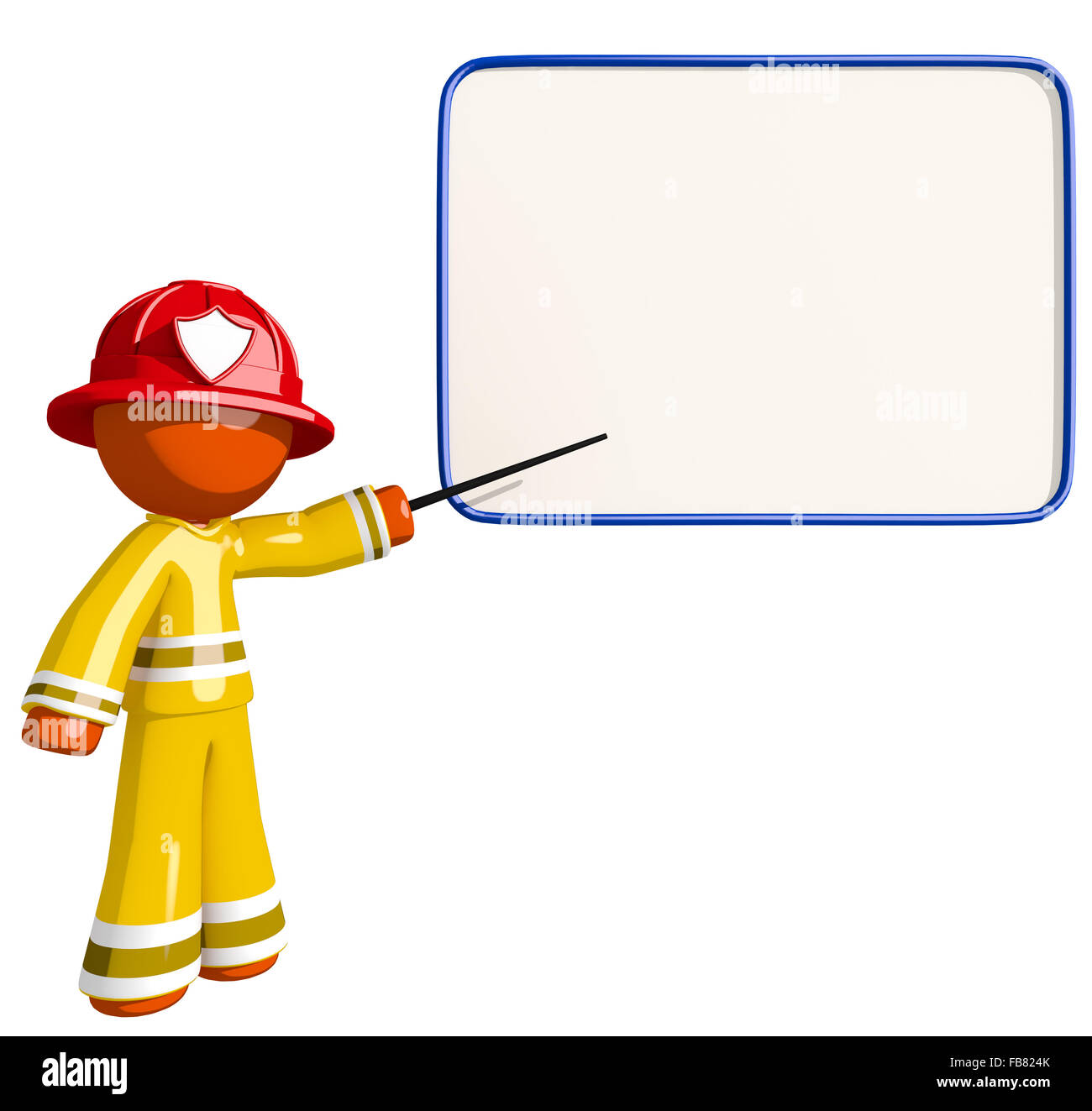 Orange mann Feuerwehrmann erziehen mit Trocken-Board gelöscht. Stockfoto