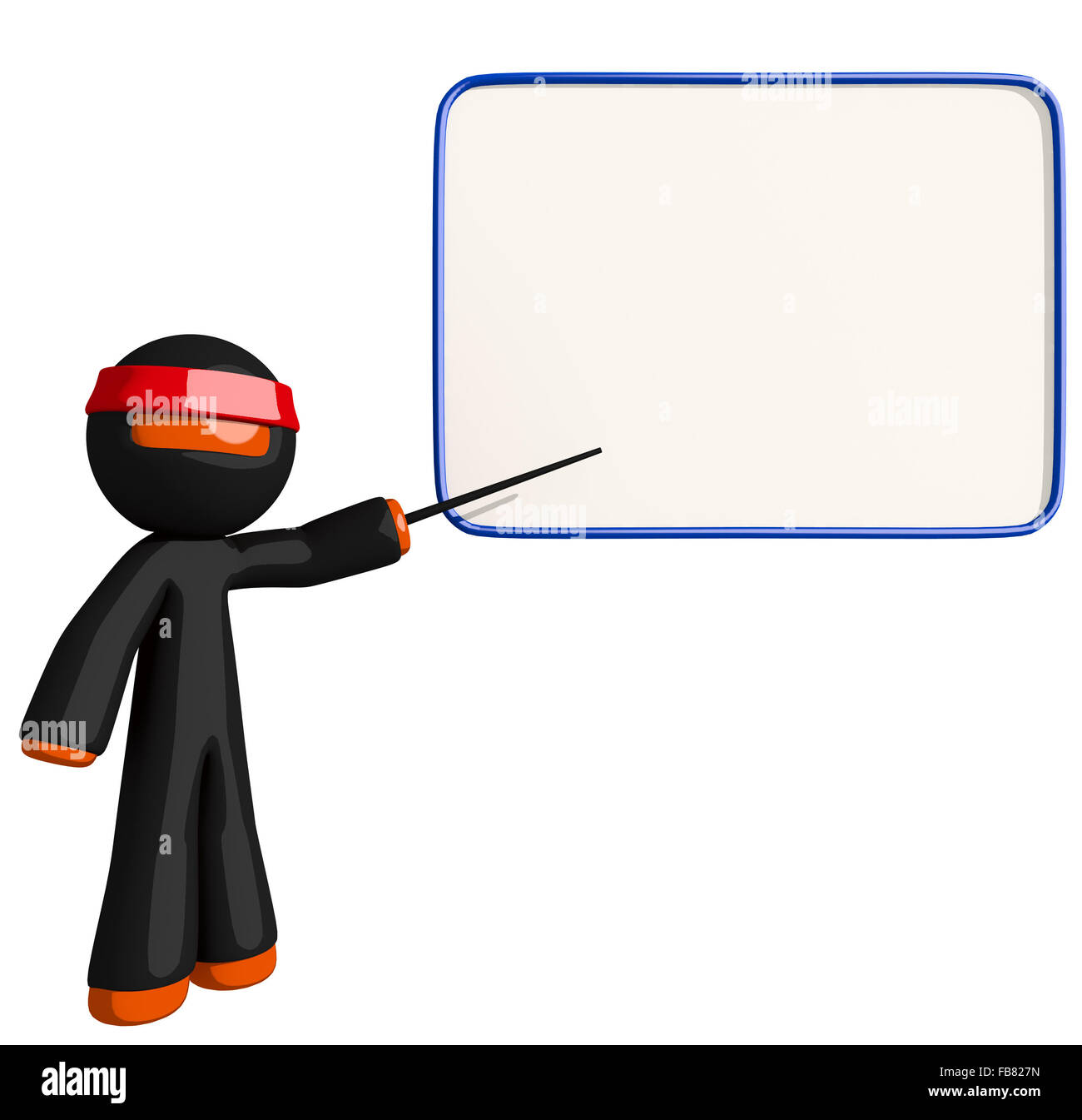 Orange mann Ninja Warrior Lehrer mit Trocken-Board gelöscht. Stockfoto