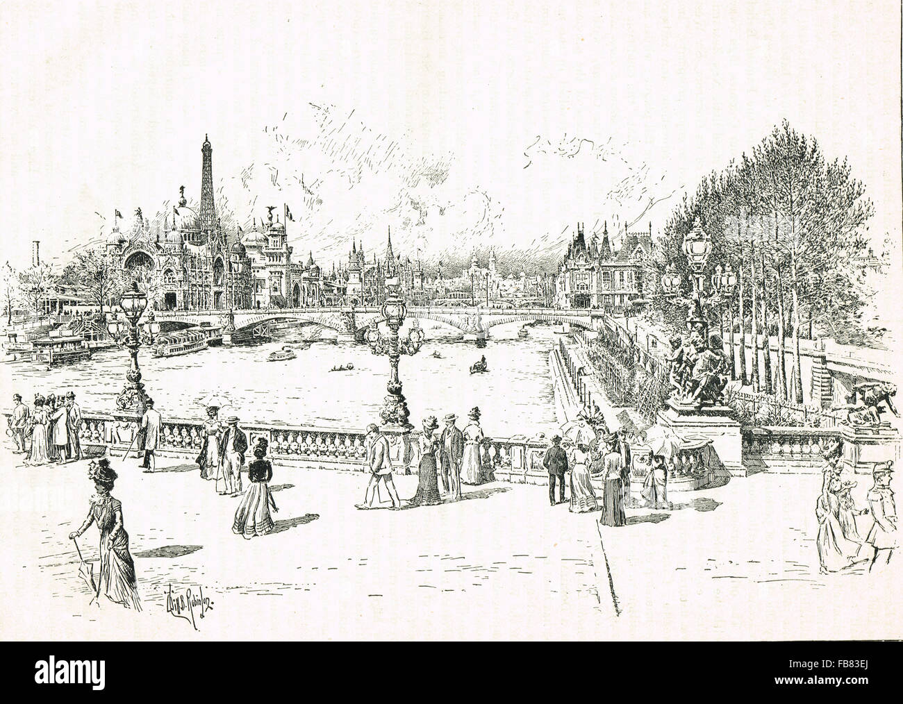 Paris Ausstellung 1900 Blick vom Pont Alexandre Stockfoto