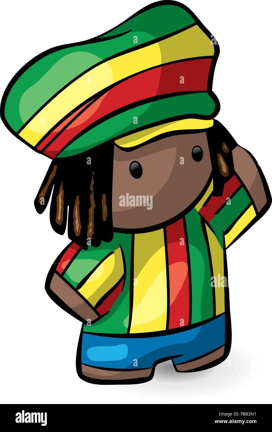 Ein Rastafari niedlich Dreadlock Zeichen mit jemandem winken. Stock Vektor