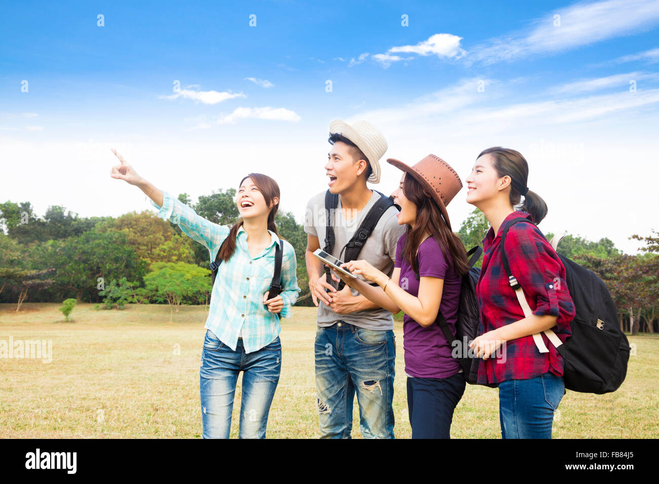 junge Gruppe genießen Sie Urlaub und Tourismus-Konzept Stockfoto