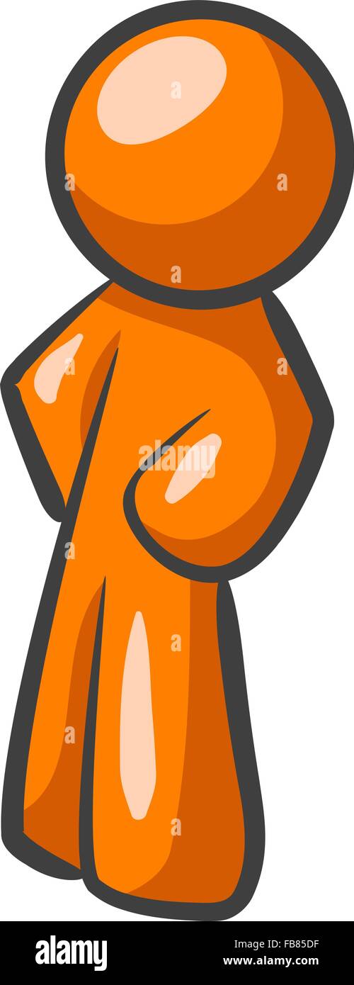Eine orange Mann stehend seitlich in eine in der Regel normale Mode. Stock Vektor