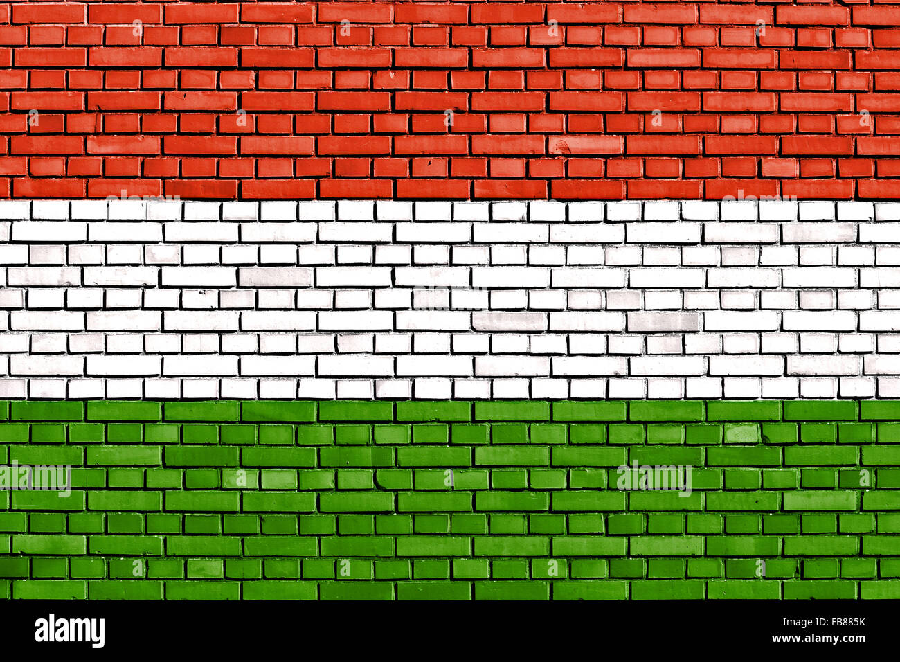 Flagge von Ungarn auf Mauer gemalt Stockfoto