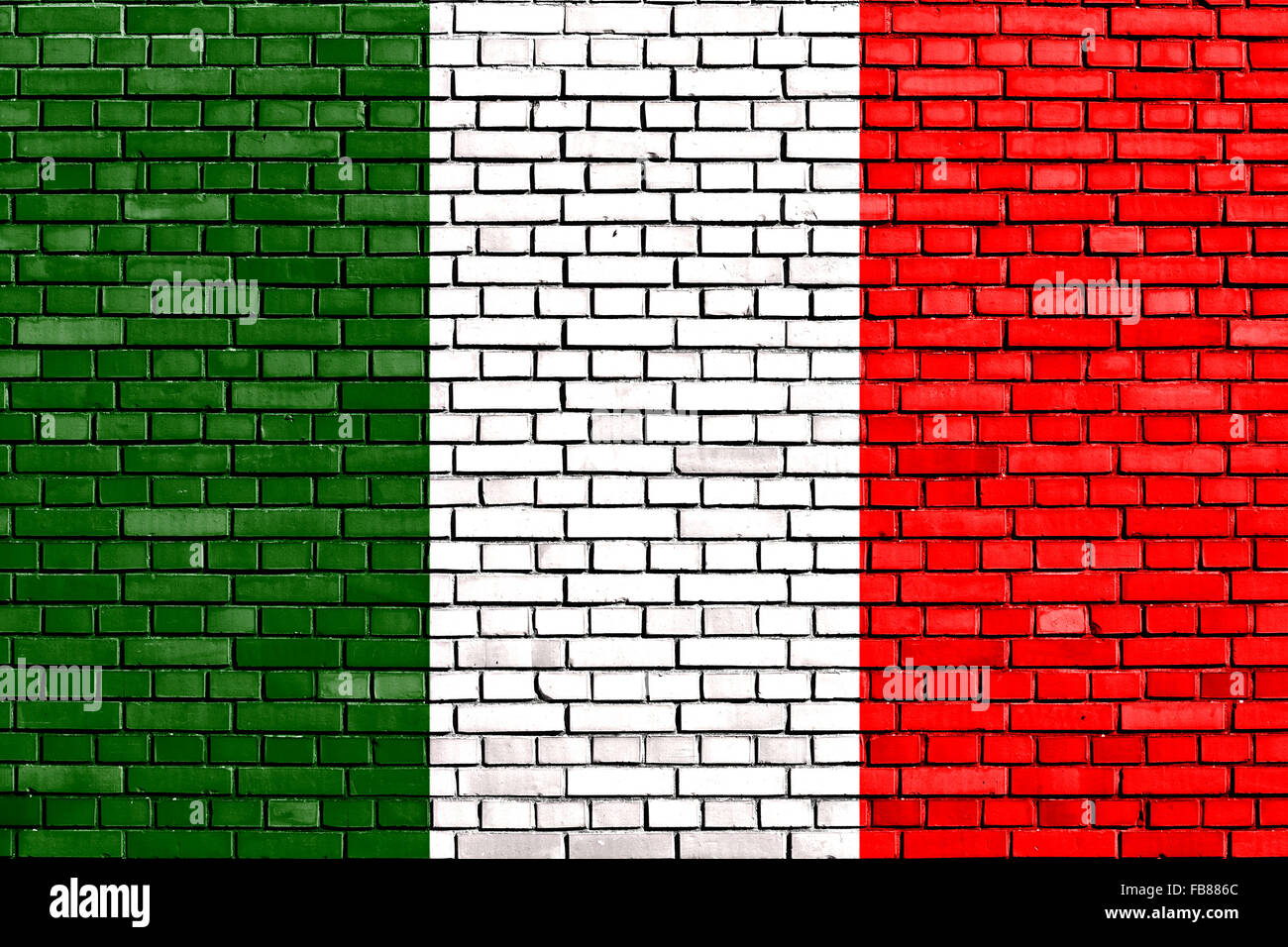 Flagge von Italien auf die Mauer gemalt Stockfoto