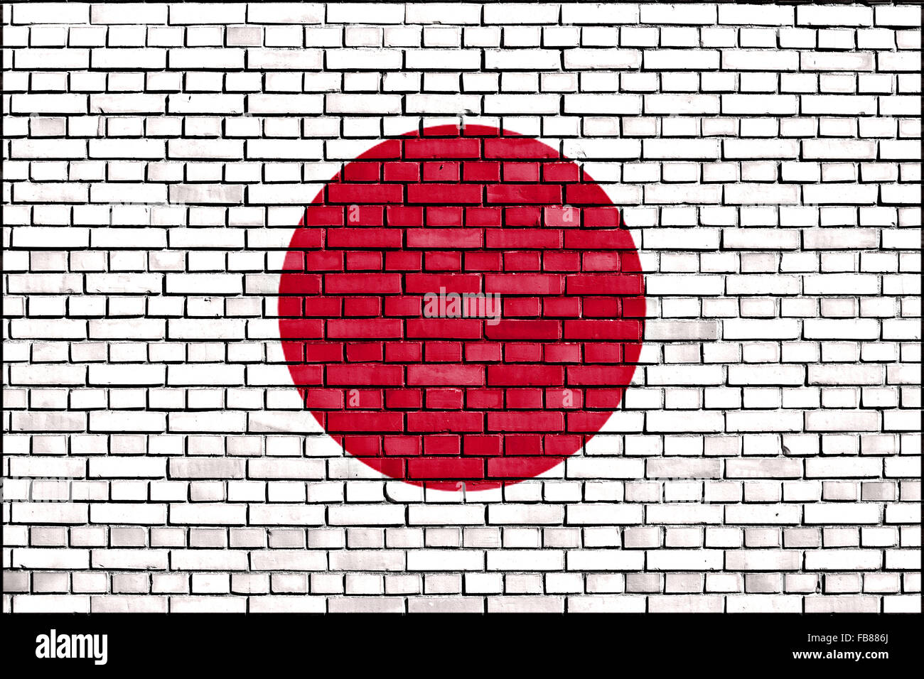 Flagge von Japan auf die Mauer gemalt Stockfoto