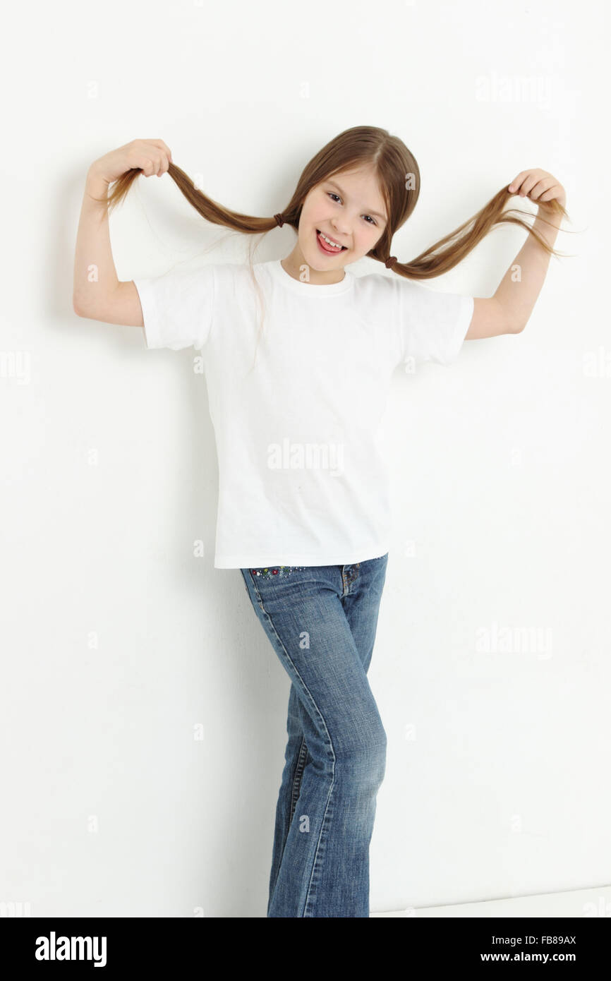 Smiley Mädchen mit schönen Haaren Stockfoto