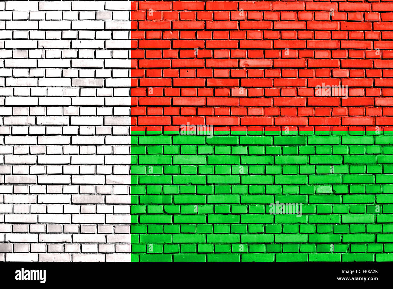 Flagge von Madagaskar auf Mauer gemalt Stockfoto