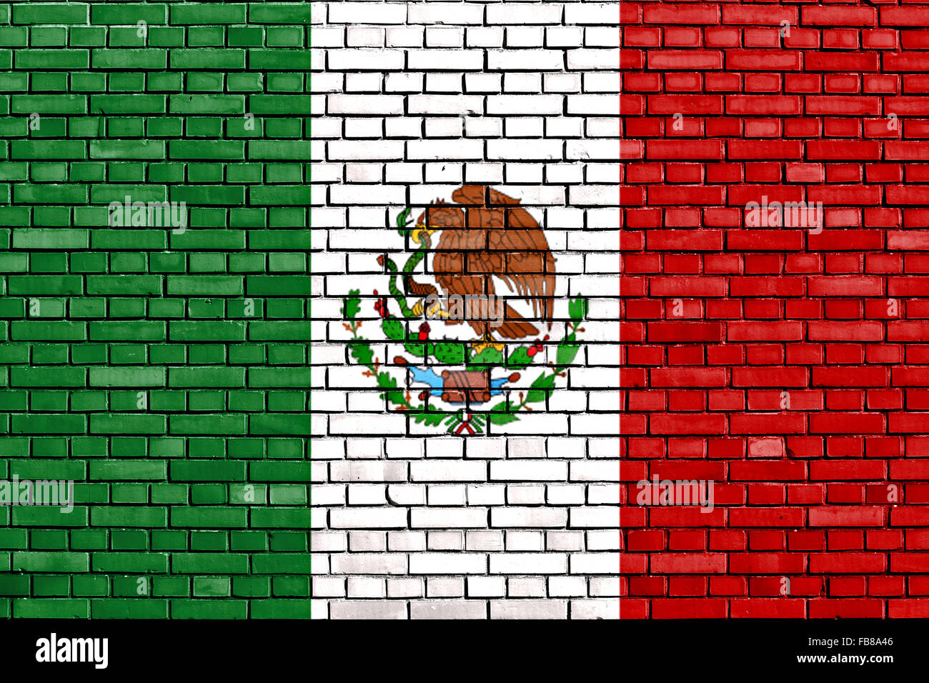 Flagge Mexikos auf Mauer gemalt Stockfoto