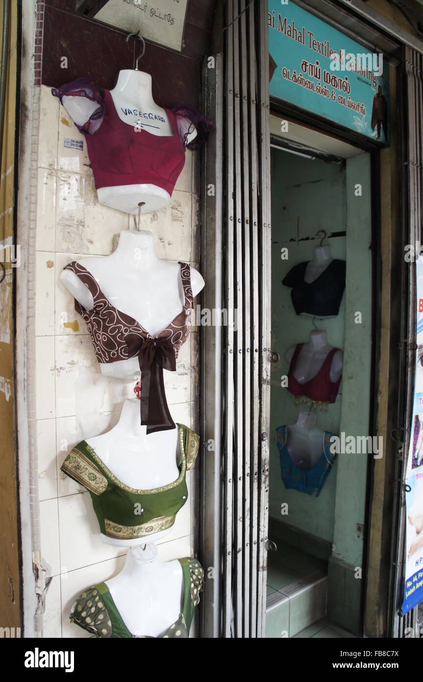 Saree Bluse Top, Schneiderei-Shop in Little India, Kuala Lumpur Stockfoto
