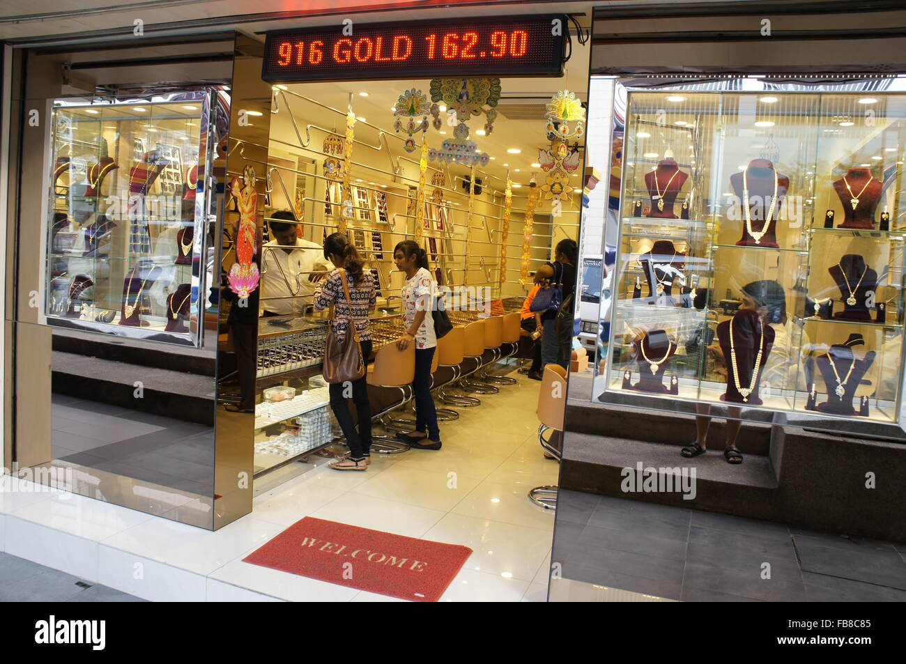 Gold-Schmuck-Shop in Little India von Kuala Lumpur, Malaysia Stockfoto
