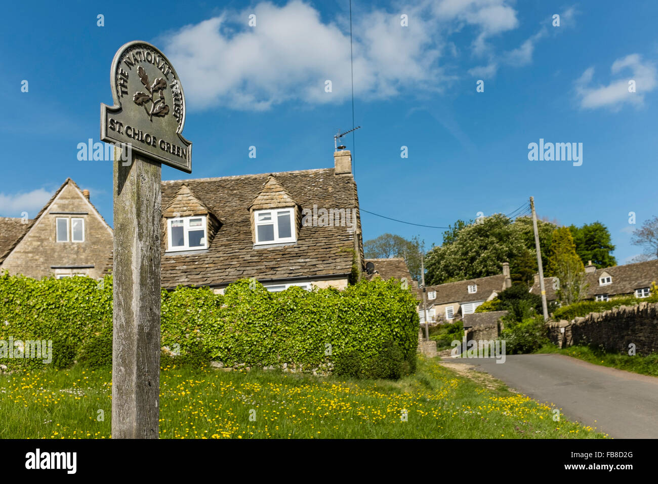 Der National Trust unterzeichnen laufbaren St Chloe Green, Amberley, Gloucestershire, UK Stockfoto