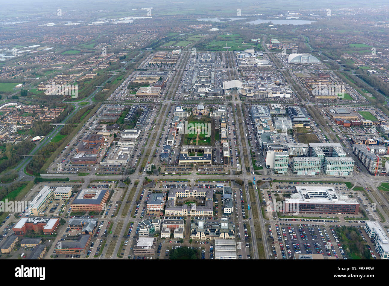 Milton Keynes aus Luft, South East England-Großbritannien Stockfoto