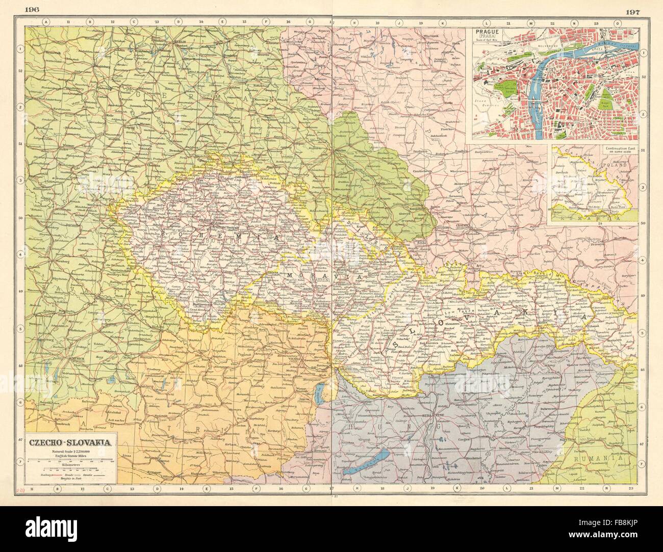 Tschechoslowakei: W / Karpaten Ruthenien. Prag/Praha. Böhmen-Mähren, 1920-Karte Stockfoto
