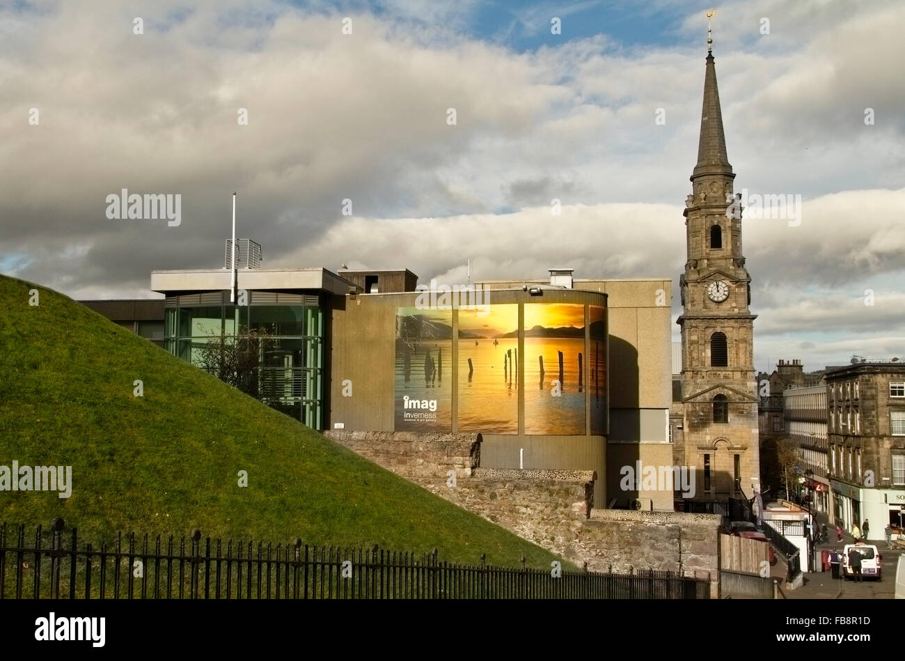 Inverness Kunst Galerie und Mautstelle Kirchturm, Inverness, Schottland. Stockfoto