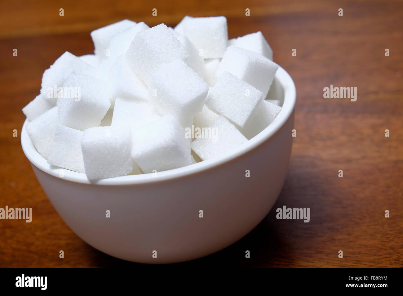 weißer granulierter Zucker Würfel Klumpen Stockfoto