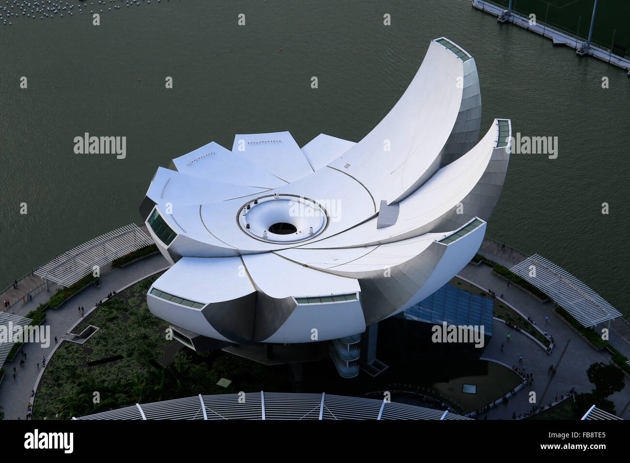 Luftaufnahme des Artscience Museum in Singapur. Stockfoto