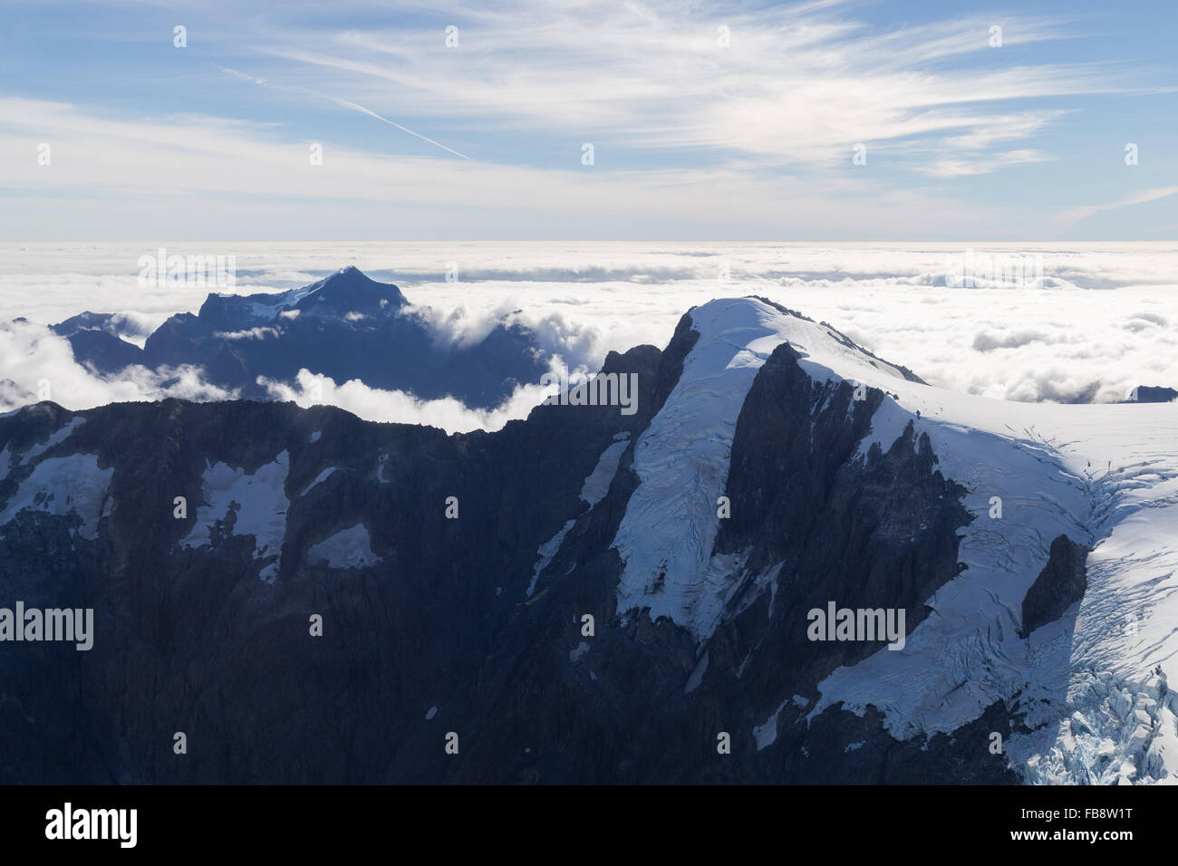 Blick auf die Berge des Mount Aspiring National Park auf der Südinsel in Neuseeland. Stockfoto