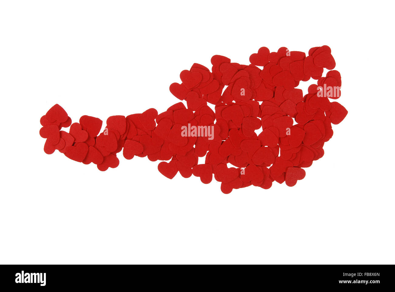 Kontur des österreichischen gebaut von kleinen roten Herzen auf weißem Hintergrund Stockfoto