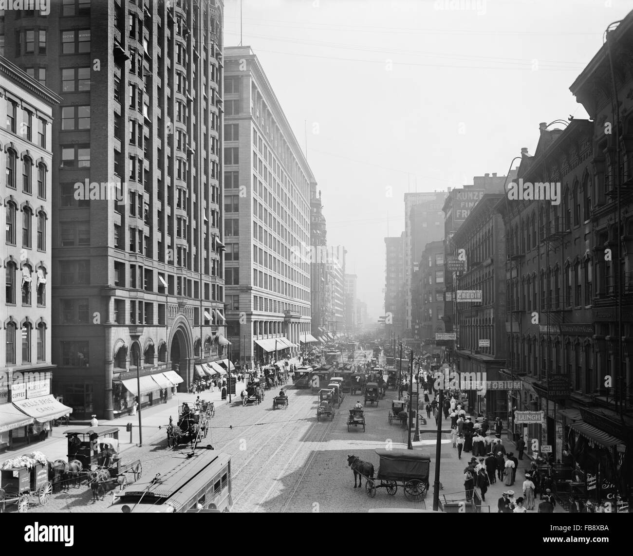 Straßenszene, State Street, südlich von Lake Street, Chicago, Illinois, USA, beschäftigt, ca. 1905 Stockfoto