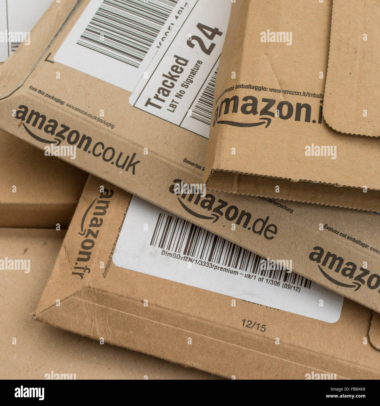 Amazon Pakete Stockfoto