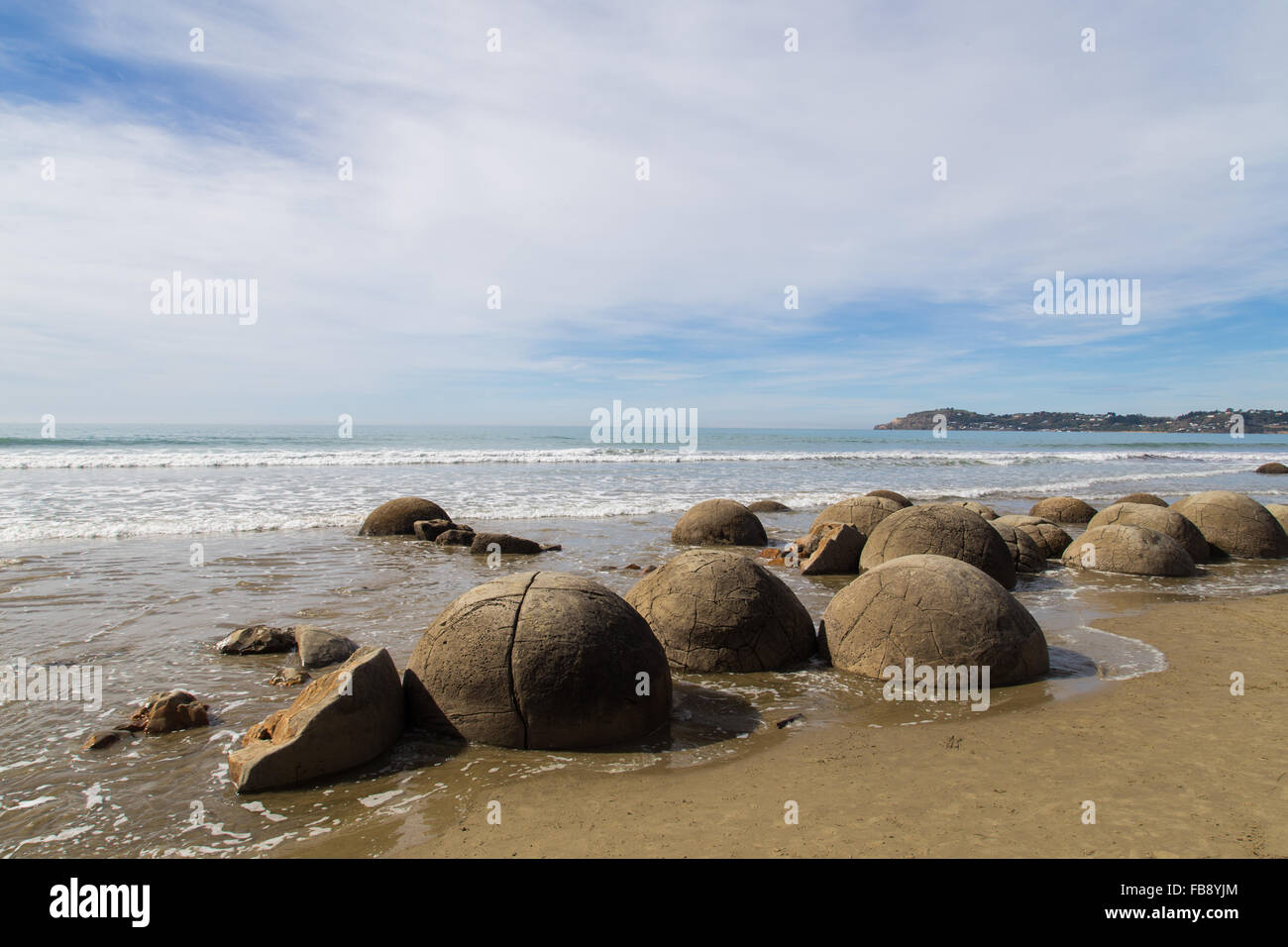 Foto von Moeraki Boulders auf der Südinsel in Neuseeland. Stockfoto