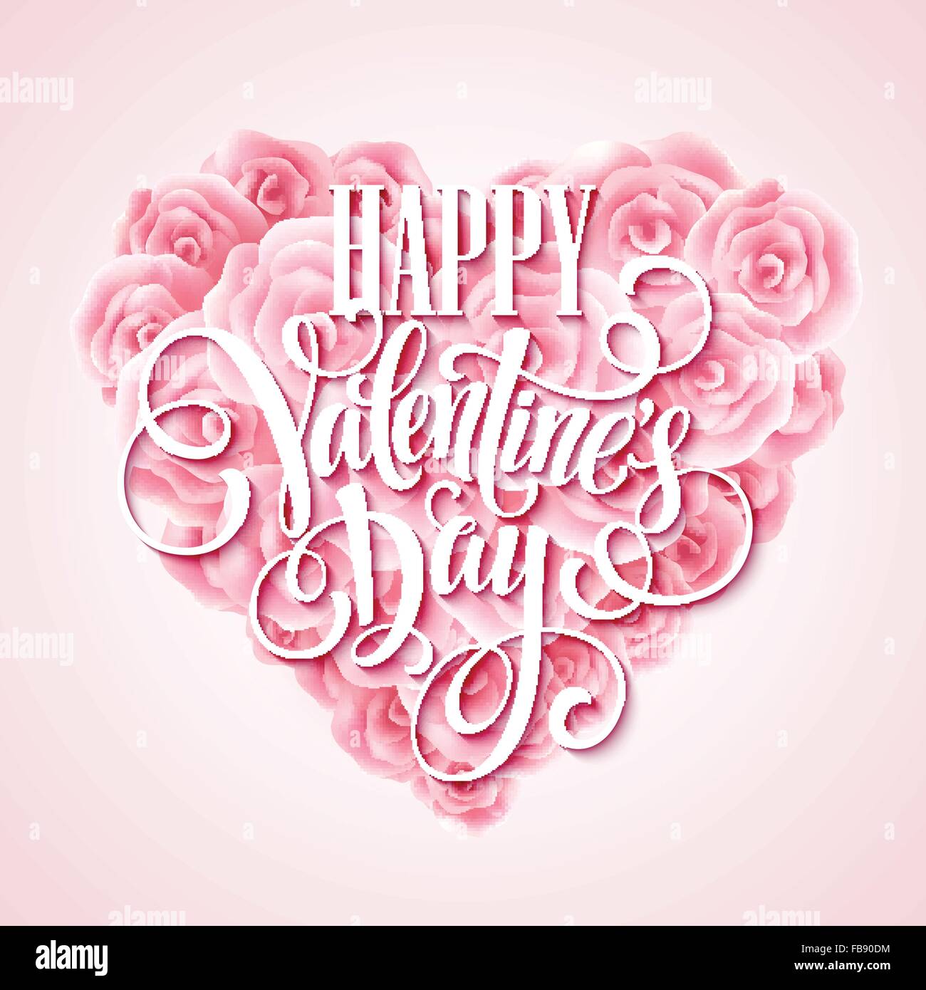 Valentine-Karte mit rosa Herz und kalligraphischen Schriftzug. Vektor-illustration Stock Vektor