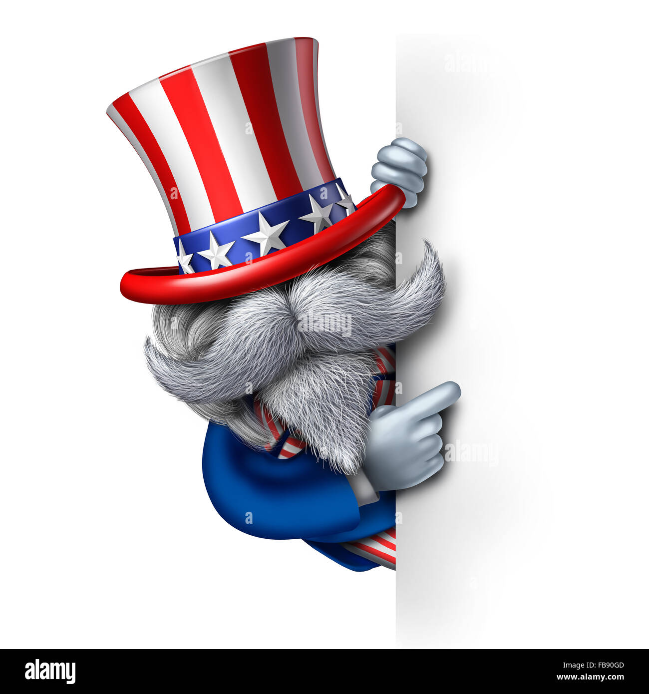 Uncle Sam Charakter mit einem leeren vertikale Schild als patriotisches Symbol der ein amerikanisches Symbol für politische Regierung Wahlen oder vierten Juli Feier Person Delivring eine Nachricht. Stockfoto Uncle Sam Charakter mit einem leeren vertikale Schild als patriotisches Symbol der ein amerikanisches Symbol für politische Regierung Wahlen oder vierten Juli Feier Person Delivring eine Nachricht. Stockfoto