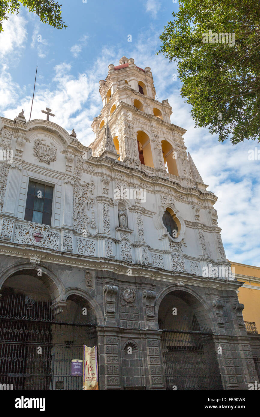 Templo del Espiritu Santo, gegründet von Jesuiten, ist aus dem 18. Jahrhundert römisch-katholische Kirche in historischen Puebla Mexiko. Stockfoto