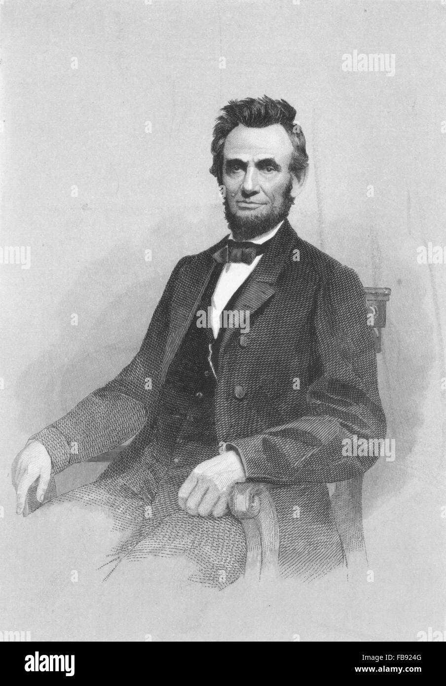 Gravur von Präsident Abraham Lincoln durch Künstler John Rogers Stockfoto