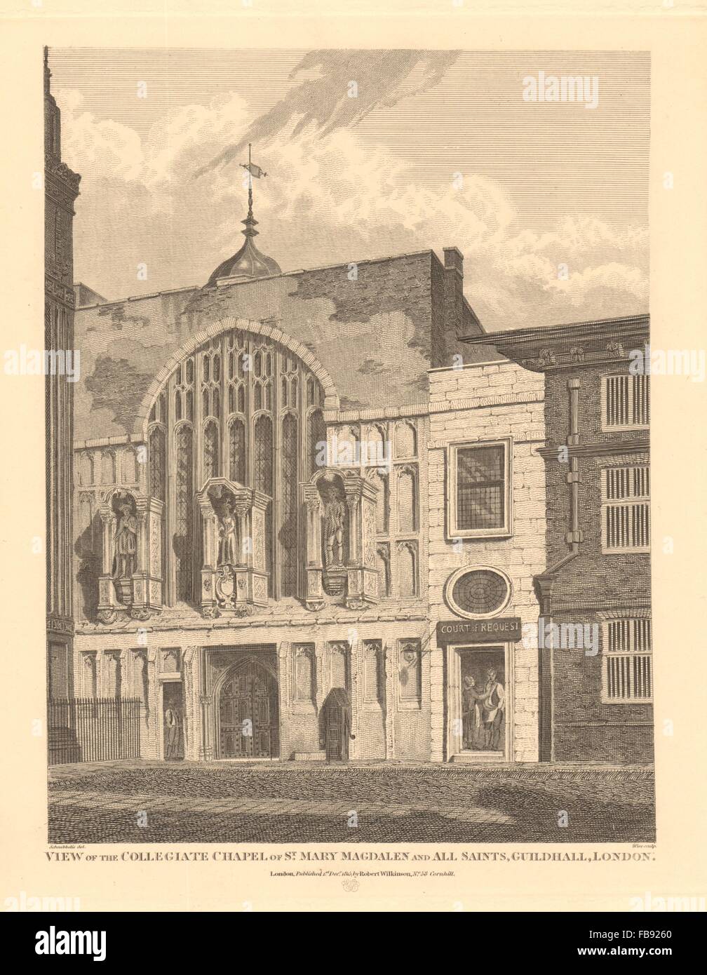 GUILDHALL, City of London. College-Kapelle St. Magdalen & Allerheiligen, 1834 Stockfoto