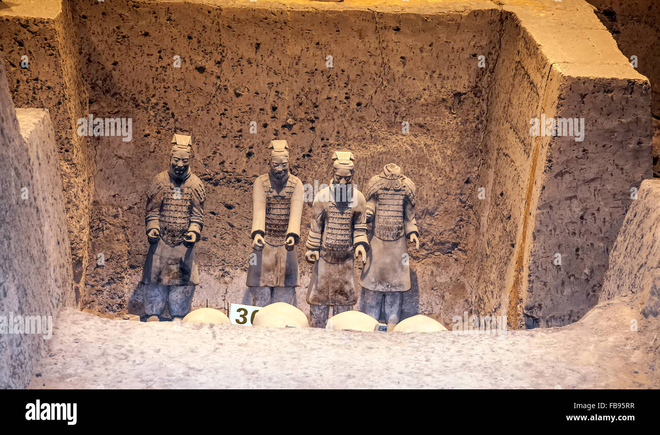 Terrakotta-Krieger und Pferde, World Heritage Site Wenn China in der Nähe von Xian; Die QinShihuang Museum und Mausoleum Stockfoto